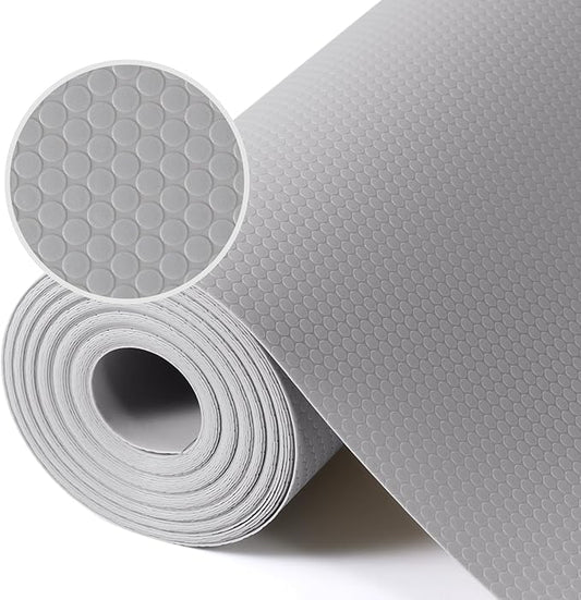 Light Gray Shelf Liners for Kitchen Cabinets Non Adhesive Drawer Liner for Bathroom Waterproof Refrigerator Liners for Shelves Fridge Plastic Mats Cabinet Cupboard Liner 11.8 x 236.2 Inches x 2 Rolls