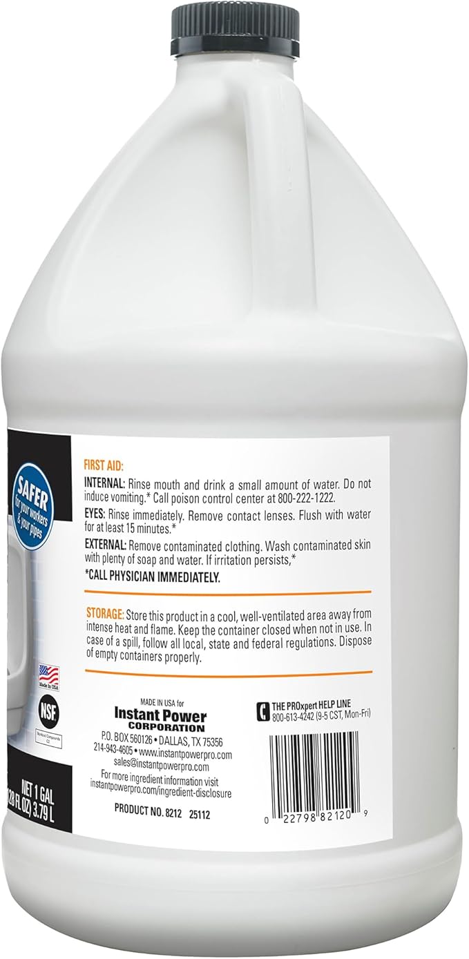 Instant Power Professional Urinal Salt Remover - Helps with Uric Salt Buildup, Dissolves Urine Salt, Urinal Drain Cleaner for Regular and Waterless Urinals, Safe on all Toilet Pipes - 1 Gallon