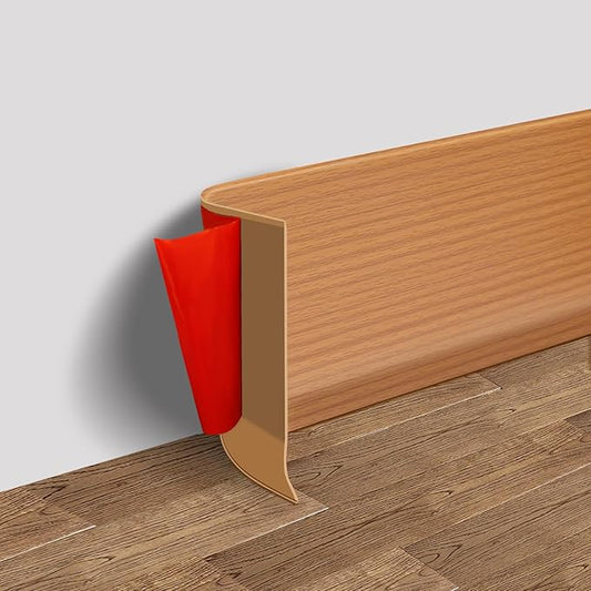FONUNO Vinyl Wall Base Baseboard Molding Trim 4" Flexible Self Adhesive Rubber Wall Base Moulding Trim Peel and Stick Design, 4 Inch x 60 Feet, Yellow Wood Grain