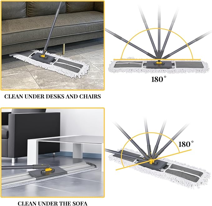 36" Commercial Dust Mops for Floor Cleaning, Masthome Professional Industrial Mop with 3 Pads, Heavy Duty Commercial Mop with 62'' Long Handle,Large Floor Mops for Office Garage Warehouse Factory Mall