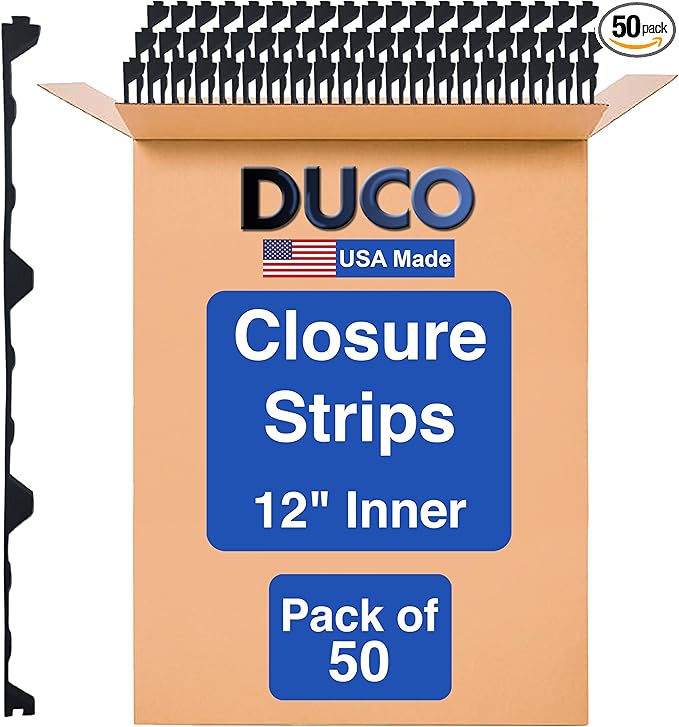 Duco USA-Made R Panel Foam Closure Strips - 50 Pack of 3ft Black Corrugated Roof Foam Strips for Metal Roof Insulations - Weatherproof Insulation Seal Blocks Moisture, Gaps, Noise & Dust