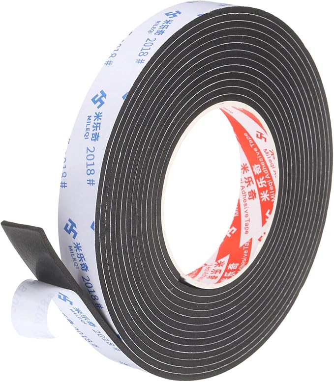 PATIKIL Sponge Rubber Foam Tape, 25/32" W x 1/8" t x 16.4ft l Self-Adhesive Foam Insulation Tape Weather Stripping for Window Door Soundproofing Weatherstrip AC Seal Strip, Black