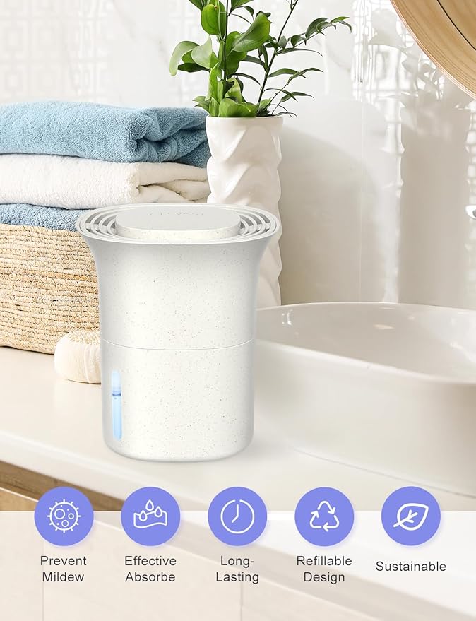 CLEVAST Refillable Moisture Absorbers Boxes - 4 Pack 12.5 oz Reusable Dehumidifier Boxes for Closets, Wardrobes & Bathrooms, Removes Excess Moisture, Dampness & Humidity