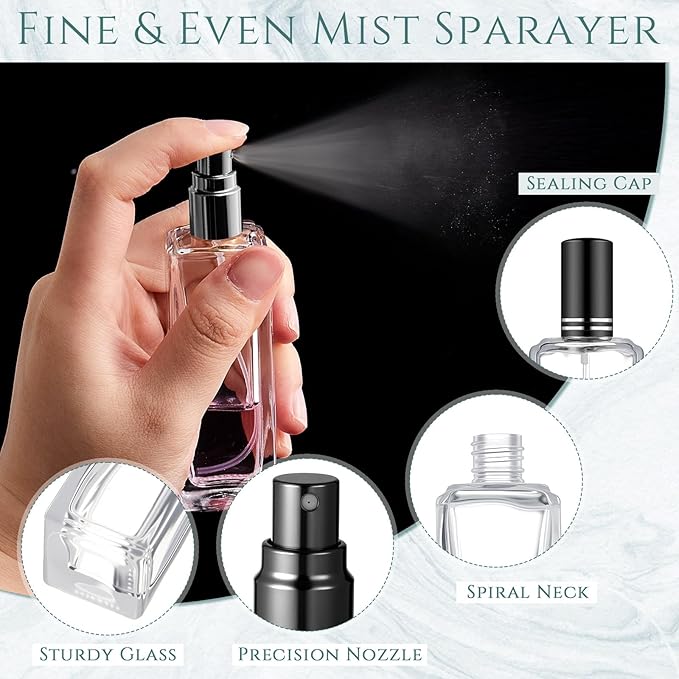 Domensi 30 Pcs 10/20/30 ml Perfume Travel Refillable Bottles Glass Spray Bottle Perfume Atomizer for Cologne Dispenser Leak-proof Fragrance Bottles Atomizer Pump Bottle Kit (Black)