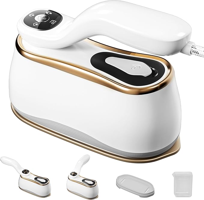 Portable Clothes Steamer 175x80mm Ceramic Glaze Panel Iron LCD 220ml Water Tank 1200W&15s Fast Heat Up 4-speed Steamer for Clothes of all Fabrics Dry&Wet Iron for Home Travel Business Trip
