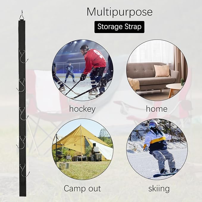 Hockey Drying Rack,Hockey Training Equipment Gear Organizer,Portable Sports Hanging Straps with 5 Hooks,Ice Hockey Gifts for Men Boys Mom.Hockey Hanger for Home Travel Outdoor.Hockey Accessories