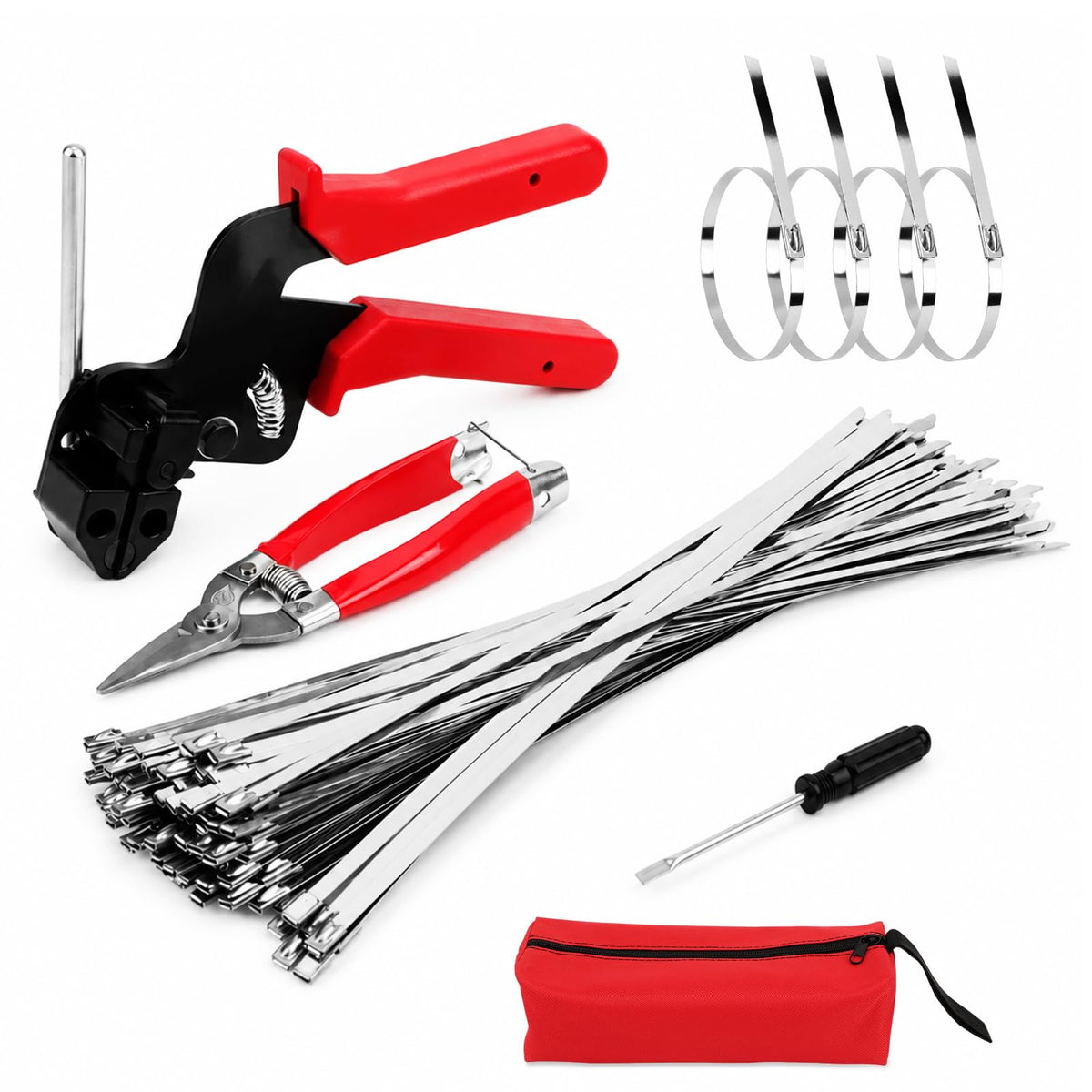 Stainless Steel Cable Tie Gun Kit, 105PCS Fastening | Phone & Computer - Image 1