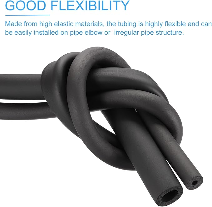 PATIKIL 3"(76mm) ID x 6.6Ft Pipe Insulation Foam Tubes, Pipe Cover Wrap Roll Bar Padding Tubing for Handle Grip HVAC Outdoor Air Conditioner Units, Black