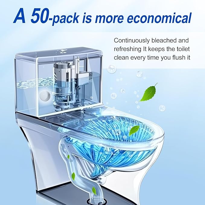 Automatic Toilet Bowl Cleaner Tablets, Bleach.Descale & Deodorize-Tank Drop-In Tablets for Stain&Limescale Removal, Fresh Scent, Septic-Safe, Compatible with effective to use Works with Toilets -good