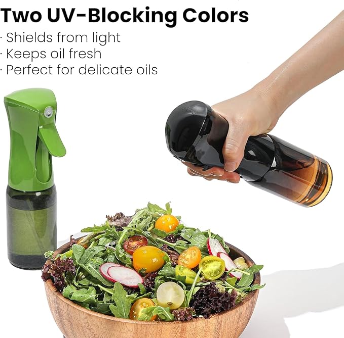 Mistifi Premium Oil Sprayer, Olive Oil Sprayer – Dark Glass Bottle for Cooking, Air Fryer & Salad – Fine Mist, Easy Press (Black x 2)