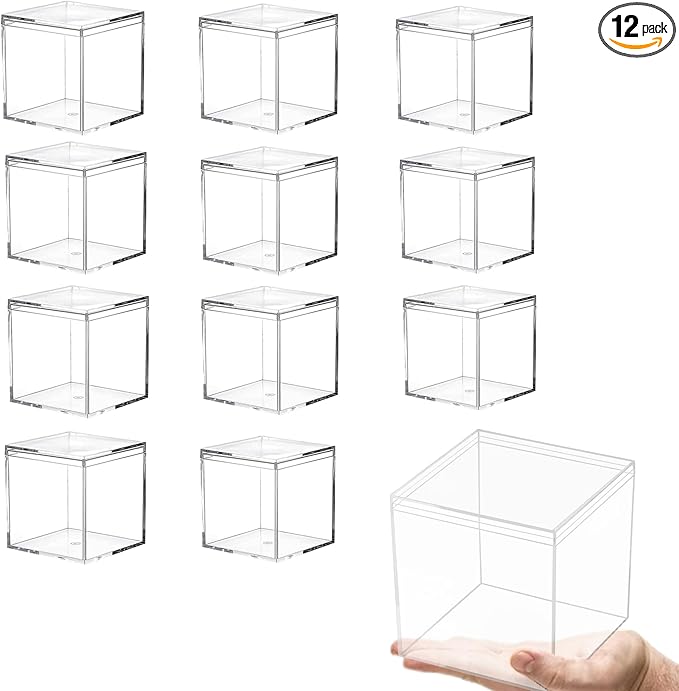 KissYou Acrylic Box Large Clear Display Box with Lids Party Decorations Easter Candy Boxes Transparent Square Cube Storage Contanier Gift Box