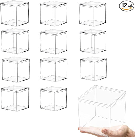 KissYou Acrylic Box Large Clear Display Box with Lids Party Decorations Easter Candy Boxes Transparent Square Cube Storage Contanier Gift Box