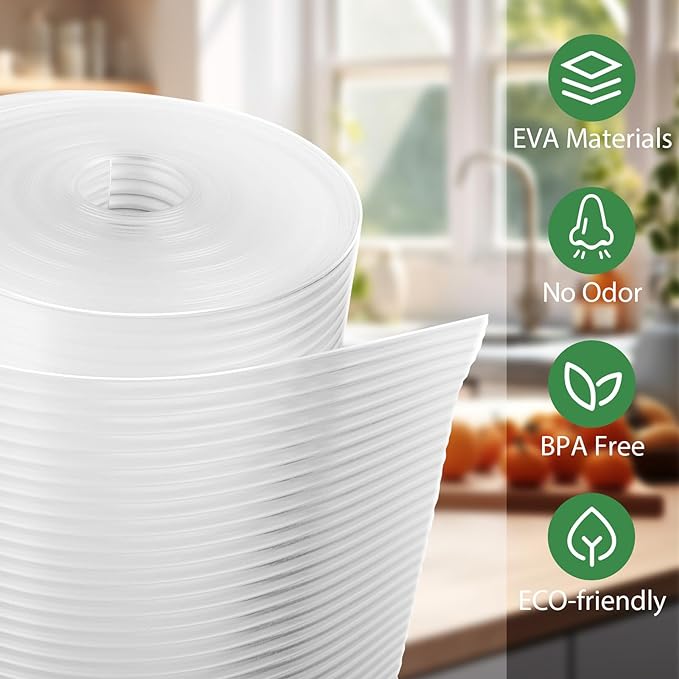 Anoak Shelf Liner Cabinet Liner, Non Adhesive Drawer Liner, Washable 20 Inch x 20 FT(240 Inch) Waterproof Durable Non-Slip Shelf Liner for Kitchen, Drawer, Refrigerator Stripe Clear