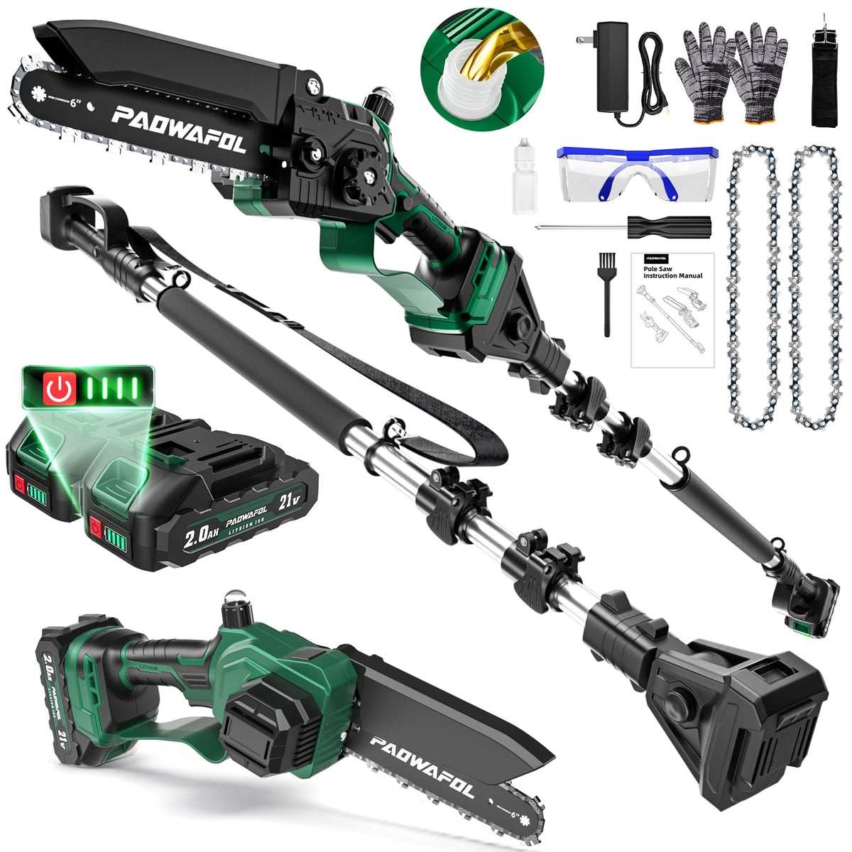 2-in-1 Pole Saws for Tree Trimming, Mini Chainsaw Cordless - Image 1