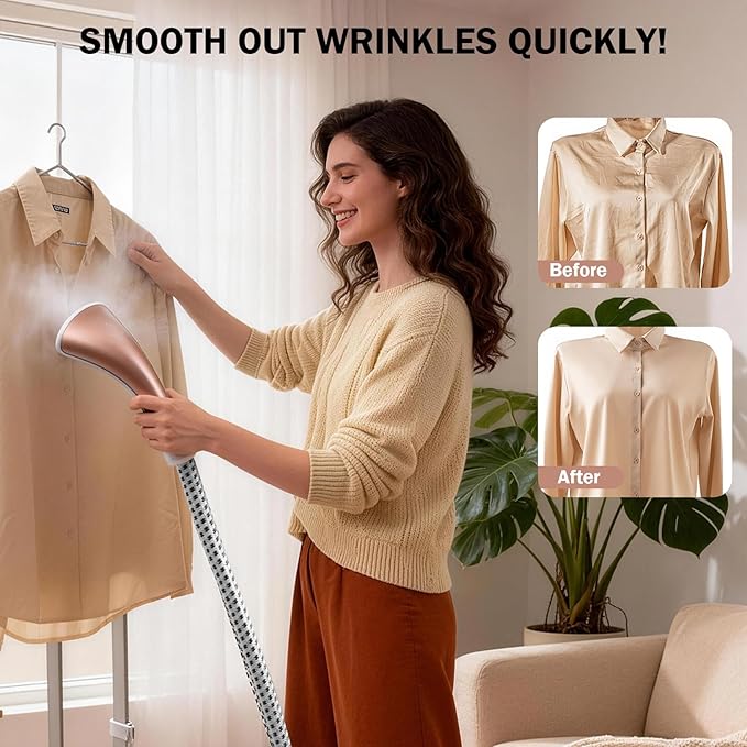 Standing Garment Steamer 2000W Professional Steamer for Clothes with Ironing Board, 10 Steam Levels, 30s Fast Heat-up, 2.7L/91FL.OZ Water Tank, Wrinkle Removal for Home & Commercial Use