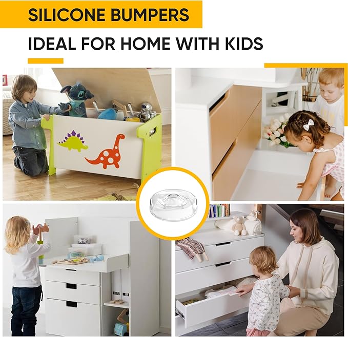 128 Self Adhesive Cabinet Door Bumpers – Sticky Clear Silicone Rubber Pads for Furniture Drawers, Kitchen Cabinets, Decor, Wall Protection – Vellax