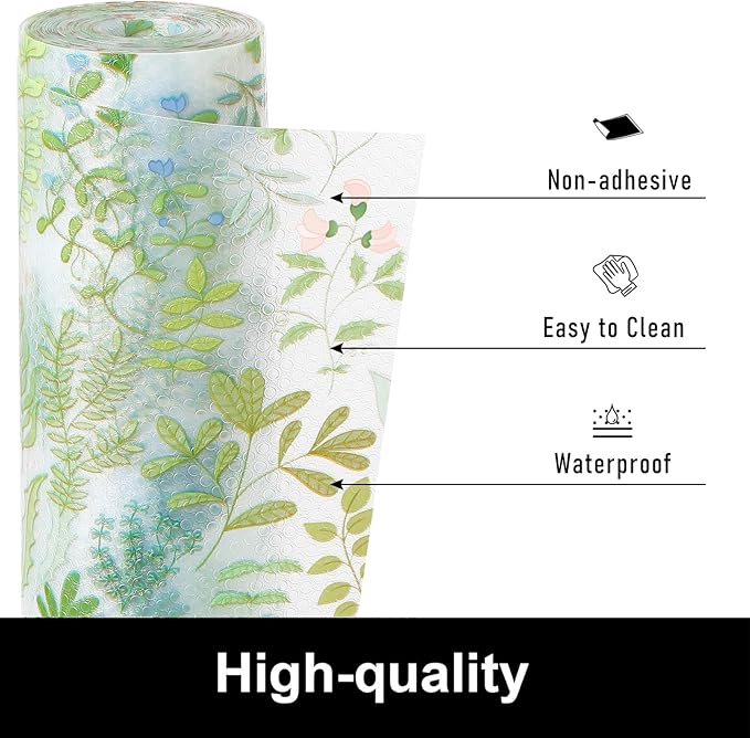 Cooyes Shelf Liner Drawer Liners, Shelf Liners for Kitchen Cabinets, Non-Adhesive Cabinet Liner, EVA Waterproof Non-Slip Refrigerator Liners for Kitchen Drawers（11.8" W x 118" L）