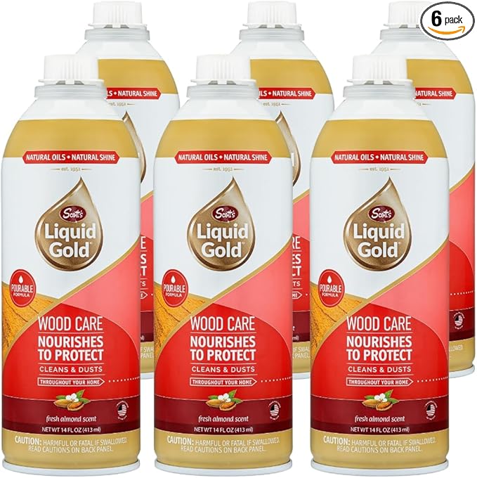 Scott's Liquid Gold Pourable Wood Cleaner and Polish (Non-Aerosol), 14 oz, Six Pack