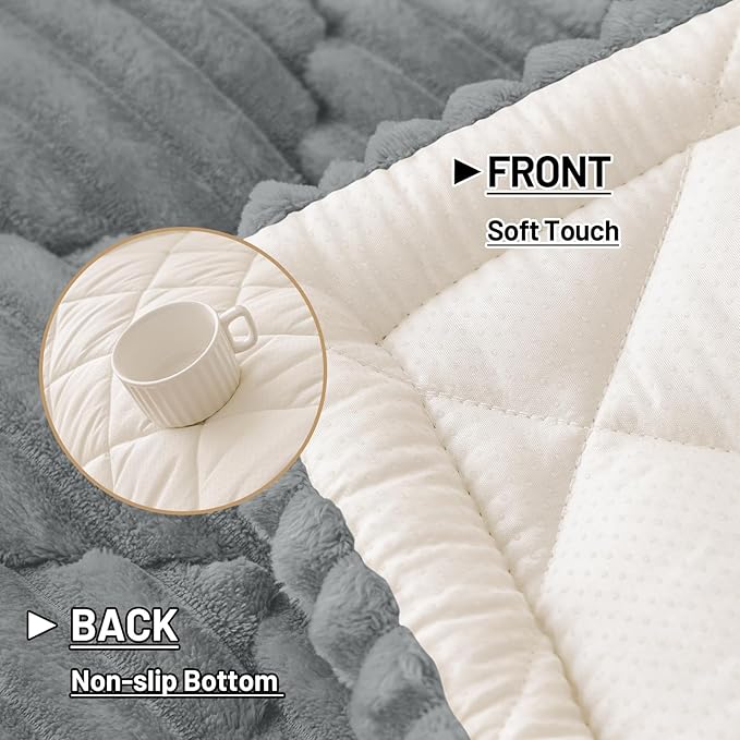Smiry Pet Couch Cover for Dogs Washable, Non-Slip Fuzzy Couch Covers for 3 Cushion Sofa Pet Friendly, Soft Thick Furniture Protector Sofa Slipcover Mat for Dogs (Grey, 27.6" x 27.6")