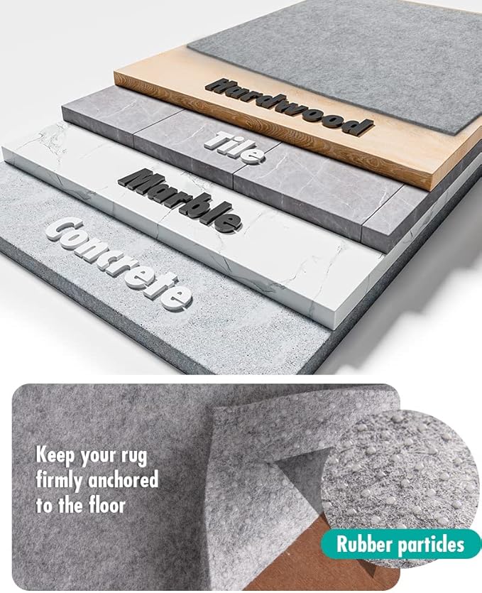 Resare Non Slip Rug Pad Gripper - 8x11 Feet 1/4" Extra Thick Felt Under Rug for Area Rugs and Hardwood Floors,Super Cushioned Non Skid Carpet Padding