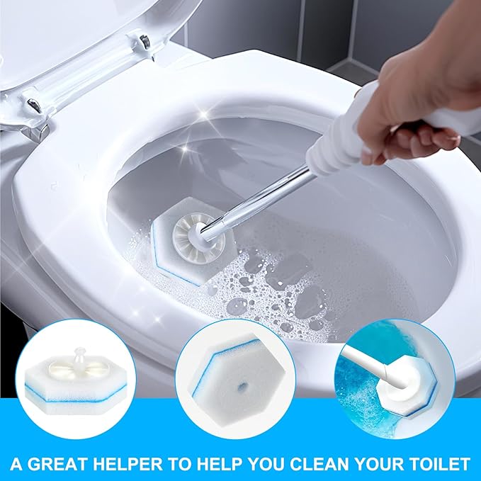 50 Pcs Disposable Toilet Brush Refills, Toilet Bowl Cleaning Wand Refills, Toilet Brush Replacement Head for Bathroom and Toilet Cleaning