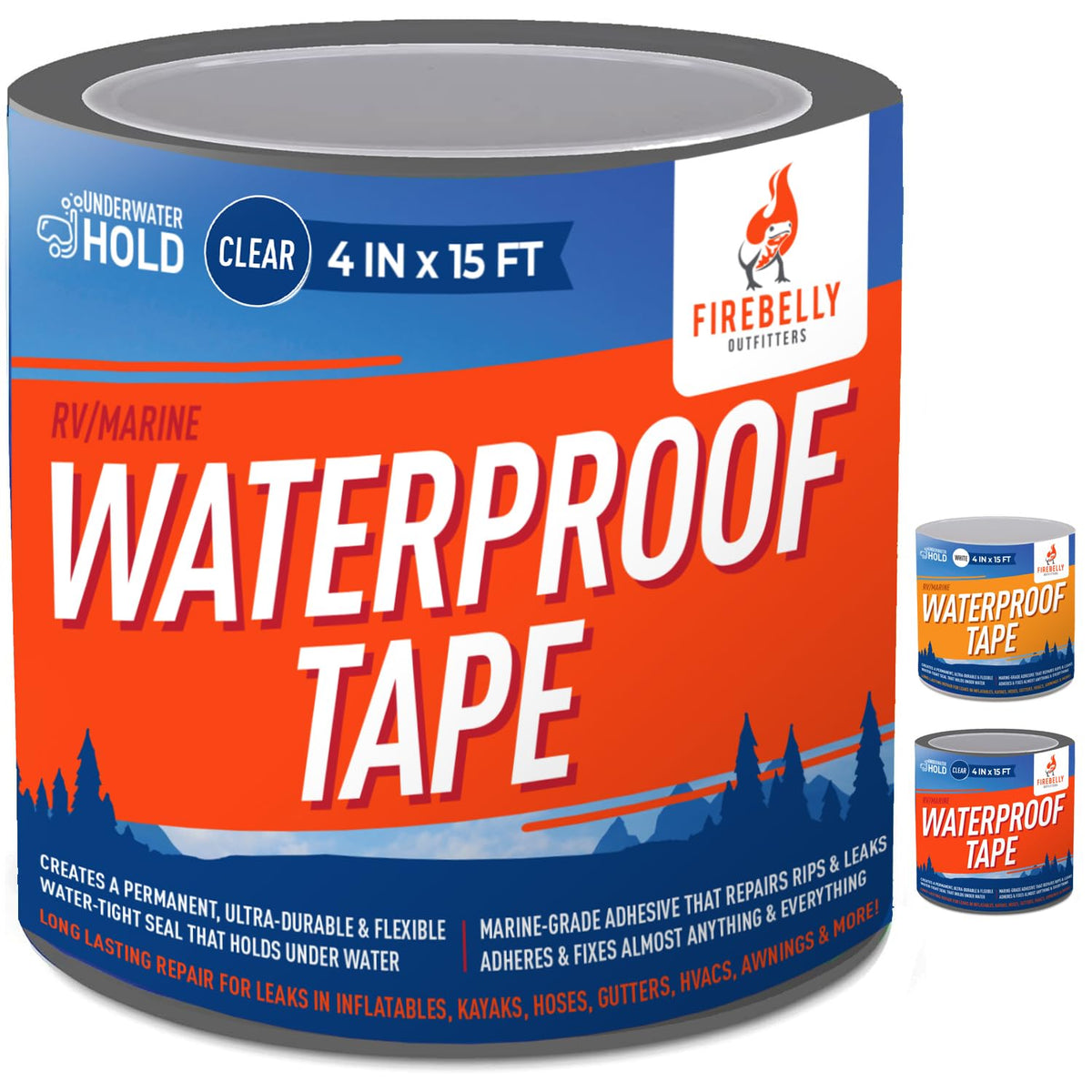 Firebelly Clear Waterproof Tape for Leaks, Pool Patch - Image 1