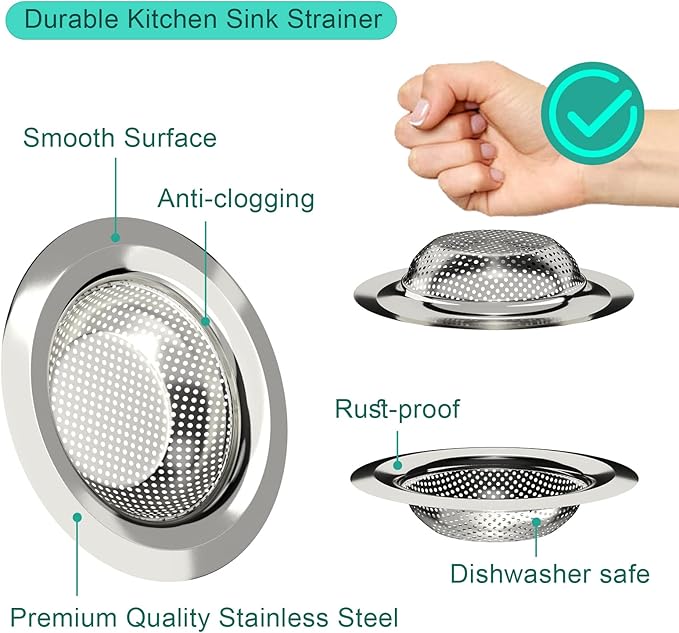 SANNO Sink Protectors for Kitchen, Stainless Steel Bottom Grid with Rear Drain Hole, Double Sink 16.14" L X 13" W, 2 Pack