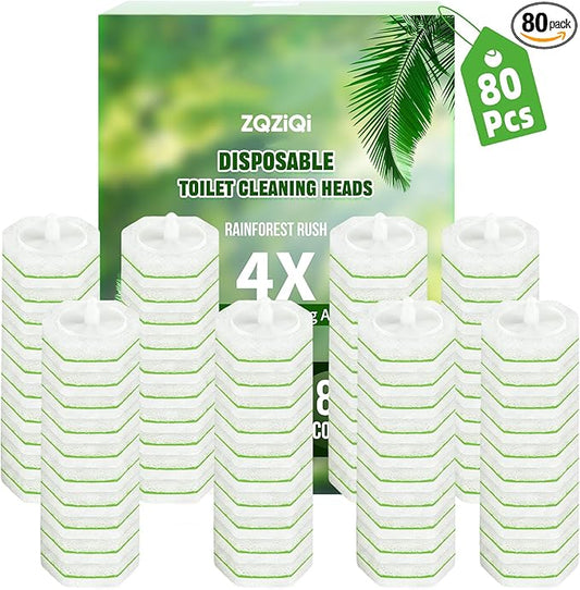 80 Count Toilet Wand Refills for Clorox, Disposable Toilet Brush for Clorox ToiletWand Cleaning System, Upgrade Toilet Bowl Cleaner Refill Pads for Closestool Cleaning,No Falling Apart,Rainforest Rush