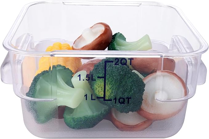 2 Pack Square Food Storage Container With Lid, 2-6 Quart Commercial Storage Box With Scale & Handle, Cake Making, Dough Marinating Meat, Kitchen Supplies (6 Quart)