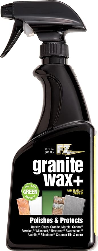 Granite Wax Plus - Granite Cleaner & Polish, Hard Water Stain Remover, Kitchen, and Bathroom Cleaner - Streak-Free Shine, Carnauba Wax, Banana Scent, 16 oz