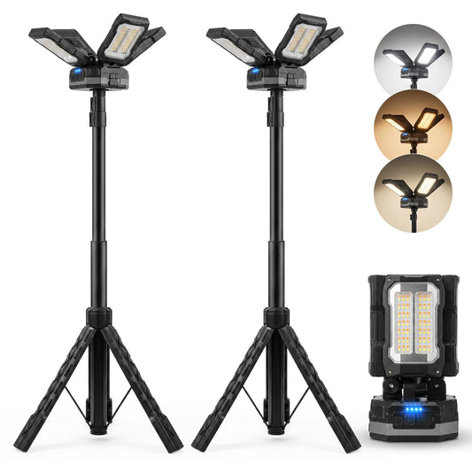 OGERY 2-Pack Rechargeable Camping Lights, Tripod Work Light - Image 1
