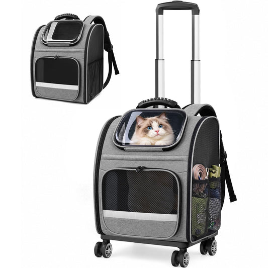 Rolling Cat Carrier Backpack with Wheels for Cats | Pet Essentials - Image 1