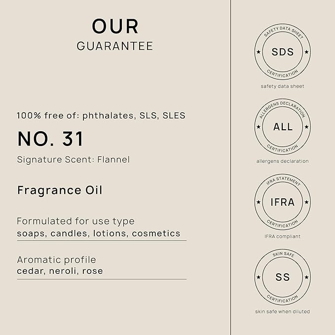 VINEVIDA [16oz] Flannel Fragrance Oil for Candle Making - Made in USA Scents for Candles and Soap Making - Natural Fragrance Oil