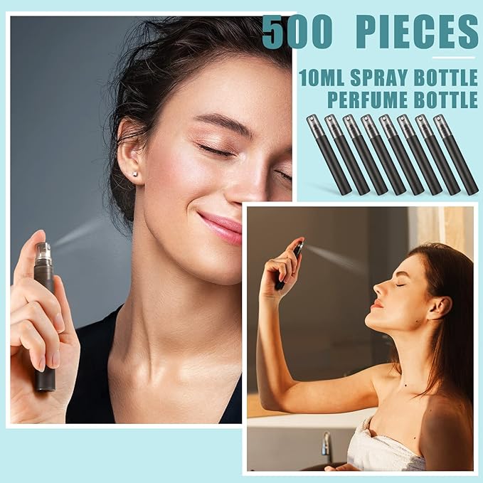 Remerry 500 Pcs 10 ml Mini Spray Bottles Perfume Spray Bottles Plastic Travel Refillable for Women Small Fine Mist Sprayers Portable Frosted Perfume Sprayers Empty Atomizer for Essential Oil