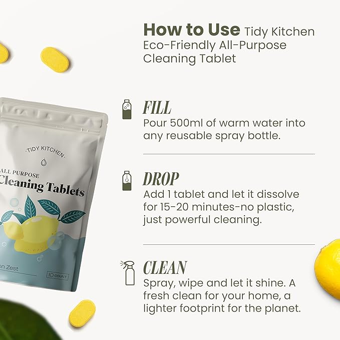 All-Purpose Cleaner Tablets, Multi-Surface on Counters, Stovetops, Tile, Wood, Bath & Glass, Water-Activated Concentrate, 10 Pack Refills