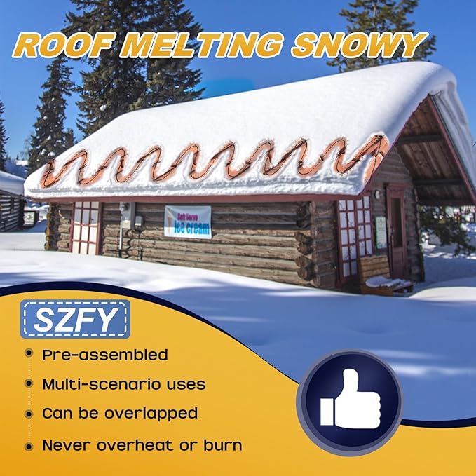 3FT~200FT Heat Tape for Water Pipes, -40°F Deicing Cable,Pipe Heat Cables for Roof,Gutter，Farm，Freeze Protetion Heating Wires, Heated Water Hose,Plumbing Fixtures,120V 5W/FT (24FT)