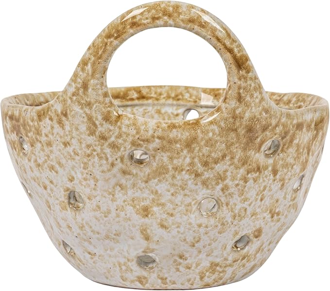 Creative Co-Op Stoneware Colanders with Handles, Set of 2