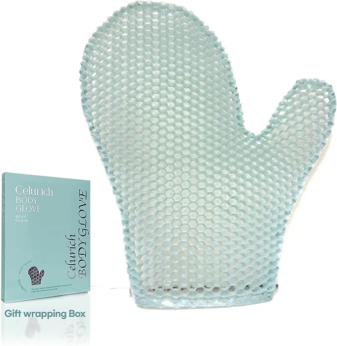 Body Glove, Honeycomb Exfoliating Glove for Sensitive Skin, Body Scrubber Mitt, Massage for Wet or Dry Skin (Mint)
