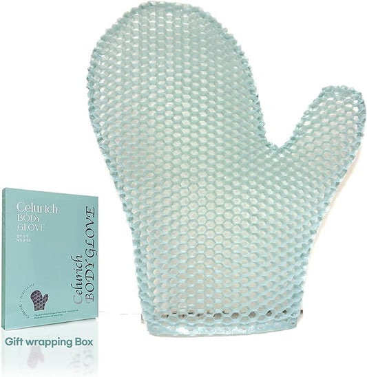 Body Glove, Honeycomb Exfoliating Glove for Sensitive Skin, Body Scrubber Mitt, Massage for Wet or Dry Skin (Mint)