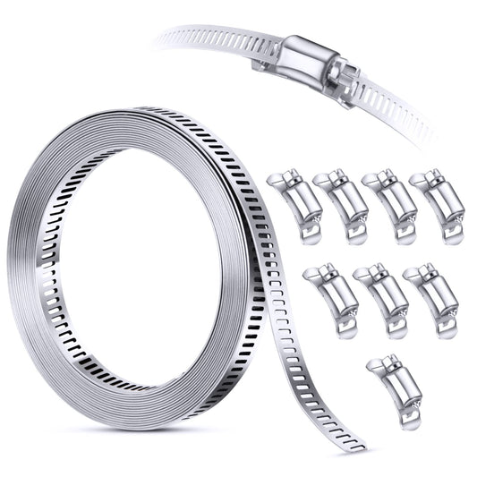 Stainless Steel Worm Gear Hose Clamp Assortment Kit, Cut-To-Fit - Image 1
