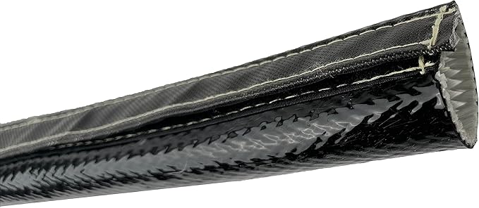 5/8 ID Fire Wrap 25" Length Heat Shielded Protection Sleeve Fire Thermo Armor Silicone Coated Fiberglass Hose 2 feet Length for Wires, Hoses, etc. (with Hook and Loop Closure)
