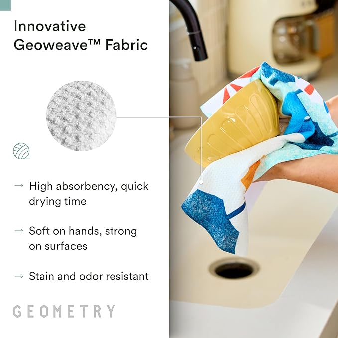 GEOMETRY Spring Kitchen Towels - Double Sided, Quick Dry Microfiber Cloth - Spring & Summer Dish Towels for Kitchen Drying - Premium Quick Dry Towel - Dancy, 18" x 30" - 1-Pack