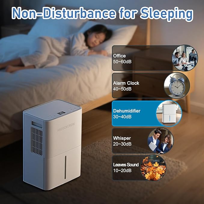 Dehumidifier for Basement Home 1200 Sq. ft, 17 Pints Dehumidifiers with Drain Hose for Bedroom Bathroom Large Room RV, 3 Working Modes, Intelligent Humidity Control, 24H Timer, Auto Defrost