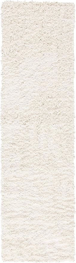 SAFAVIEH August Shag Collection Runner Rug - 2' x 13', Ivory, Solid Design, Non-Shedding & Easy Care, 1.5-inch Thick Ideal for High Traffic Areas in Living Room, Bedroom (AUG200C)
