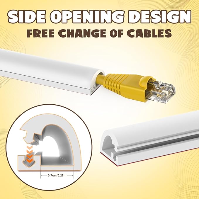 Wall Cord Hider 196 Inch, Self Adhesive Cable Hider Cord Cover for Wires, Flexible Wire Cover Cable Raceway for Cord Management W0.59 H0.39in White