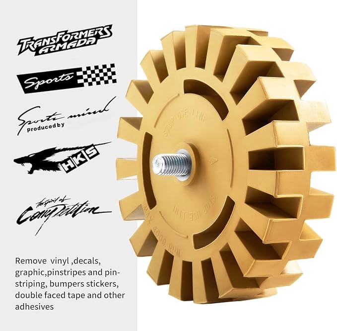 CowboyBOB 4pack Decal Remover Eraser Wheel Rubber Eraser Wheel for Drill Removes Car Stripes Vinyl Tapes and Graphics Rubber Eraser Wheel Tool Kit for Cars, RV, Motorcycles Sticker Remover Tool