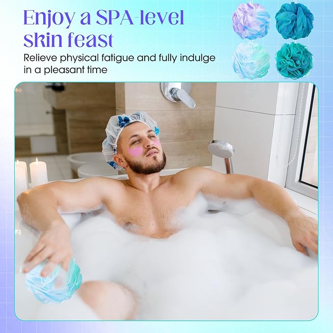 Sunnyray 100 Pcs Loofahs Bulk Bath Sponge Shower Luffas Exfoliating Body Scrubber Packs Soft Mesh Loofahs Balls Travel Cleaning Wash Puff Bathing Accessories for Women Men, 20g (Mixedcolor)