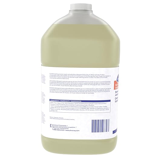 Diversey 9BP92017 Dry Foam Shampoo & Encapsulation Cleaner, Heavy Traffic Neutral Carpet & Upholstery Shampoo, Floral Scent, Concentrate, 1-Gallon