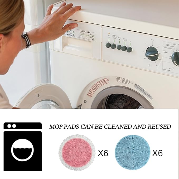 BeiLan Spin Cordless Electric Mop Pads - 12 Pack Steam Electric Mop Refills Fit for Vmai/Eous/Idoo/Alfabot/Devoac - 7.28inch Spin Replacement Mop Pads for Floor Cleaning