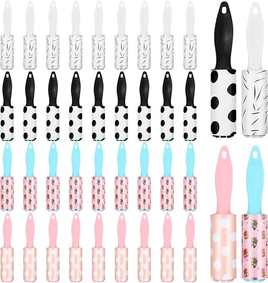 40 Pcs Mini Lint Roller for Travel, Small Lint Roller Travel Size with 30 Sheets Each, Compact & Portable for Pet Hair, Clothes, Furniture, Car Interior, 5.9 x 1.18 inches